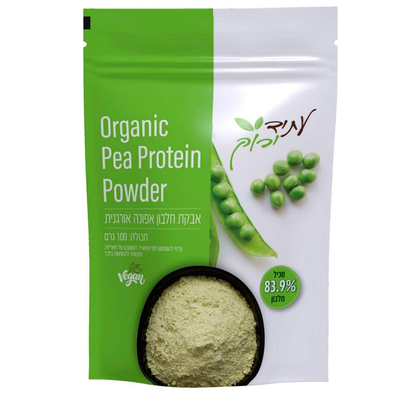 אבקת חלבון אפונה אורגנית 100 גר'