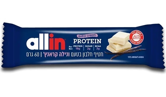 אול אין חטיף חלבון ונילה קראנץ 60 גרם