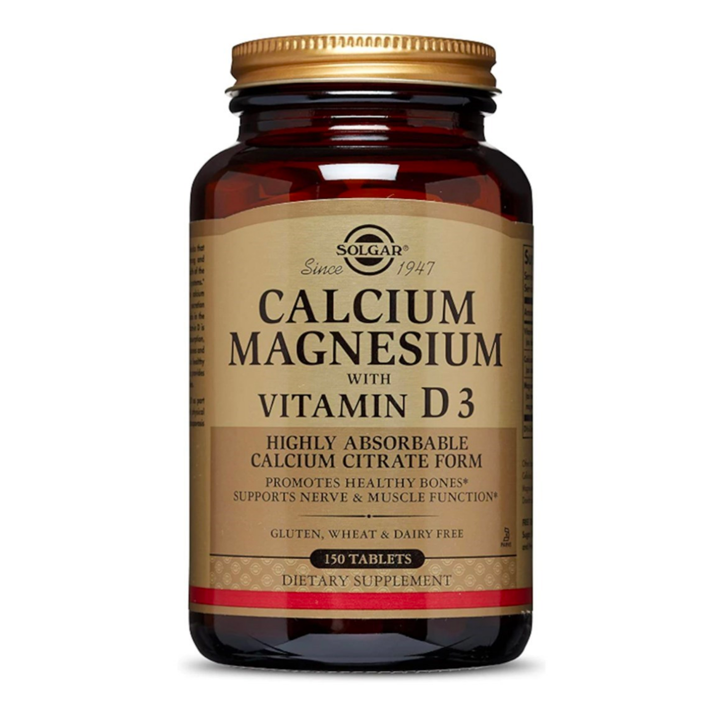 סידן ומגנזיום בתוספת ויטמין D3 סולגר -150 טבליות