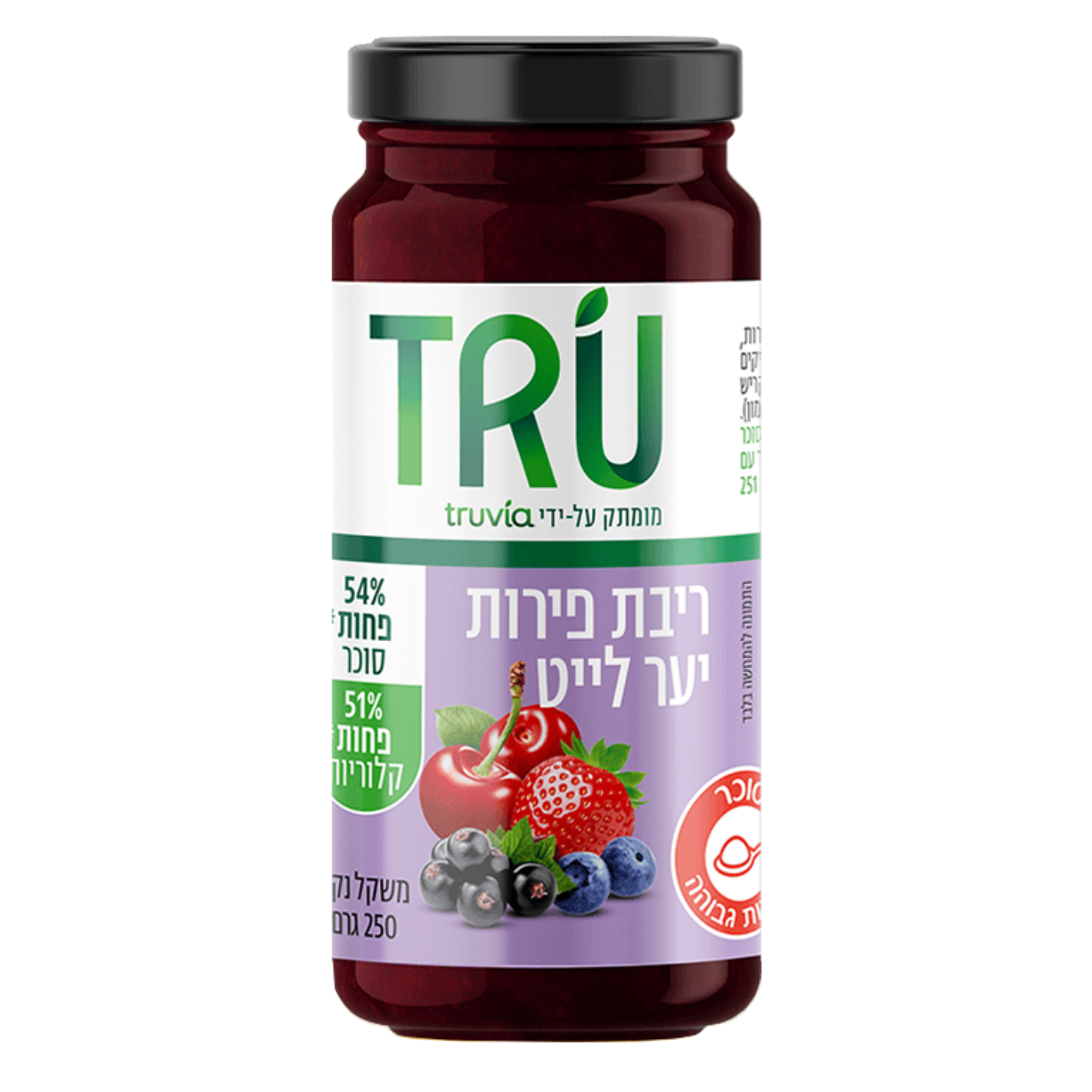 ריבת פירות יער לייט טרו 250 גר'