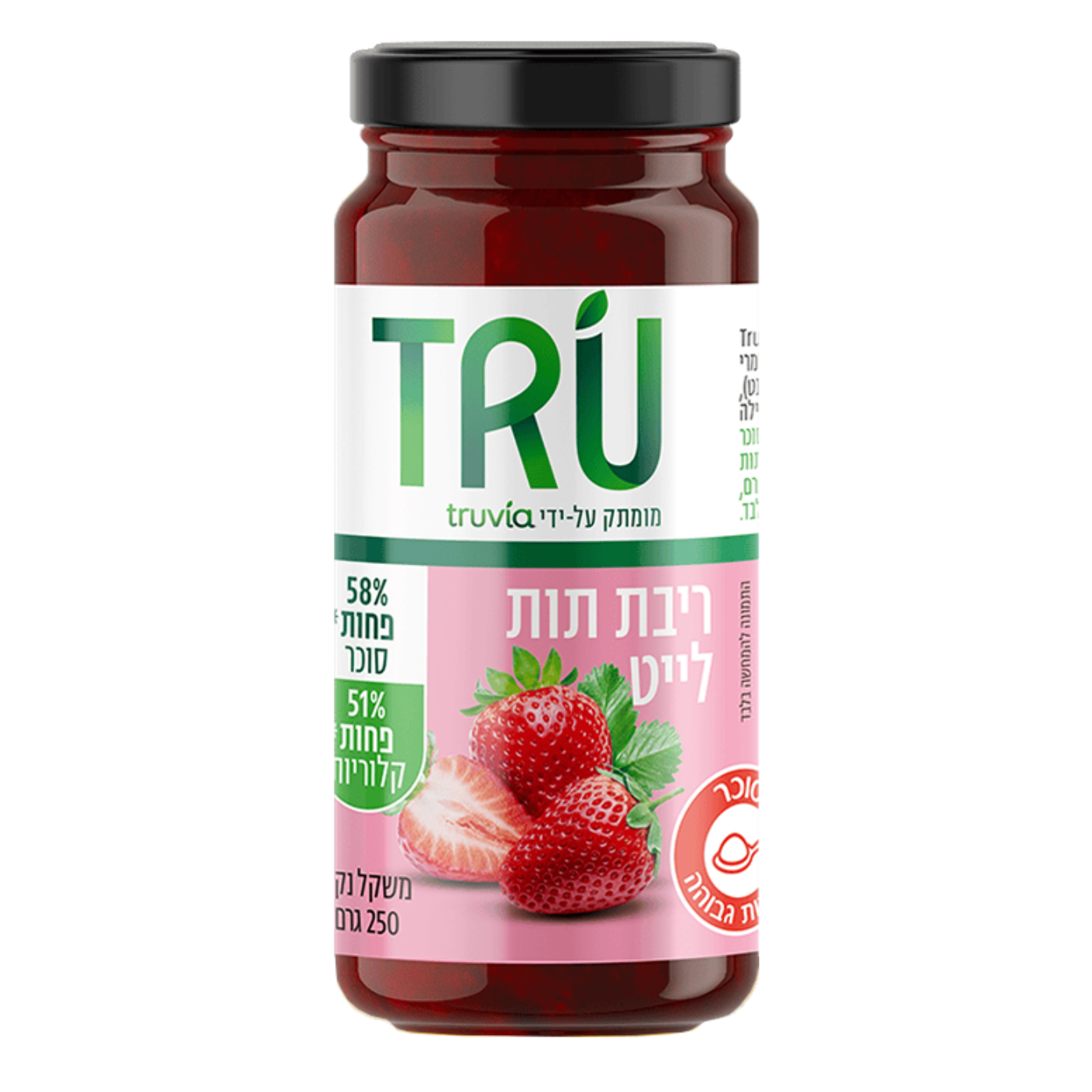 ריבת תות לייט טרו 250 גר'